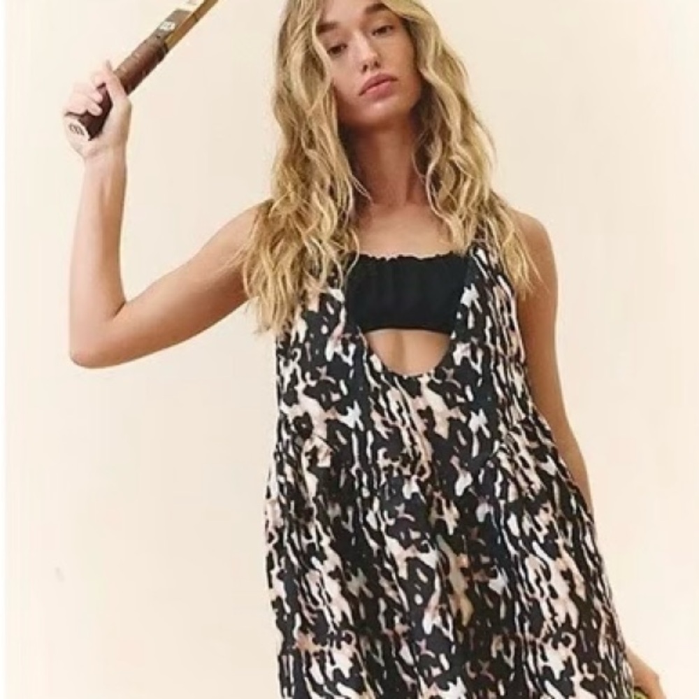 FP Movement by Free People Black and Cream Printed Sleeveless Dress